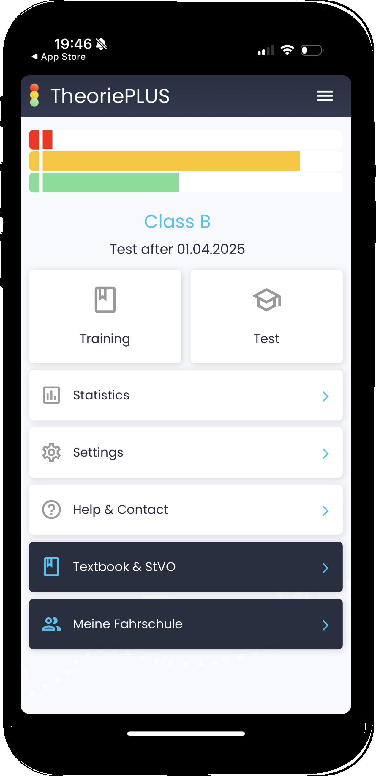 Fahrlingo TheoryPLUS App — screen 1